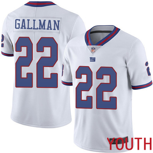 Youth New York Giants #22 Wayne Gallman Limited White Rush Vapor Untouchable Football NFL Jersey